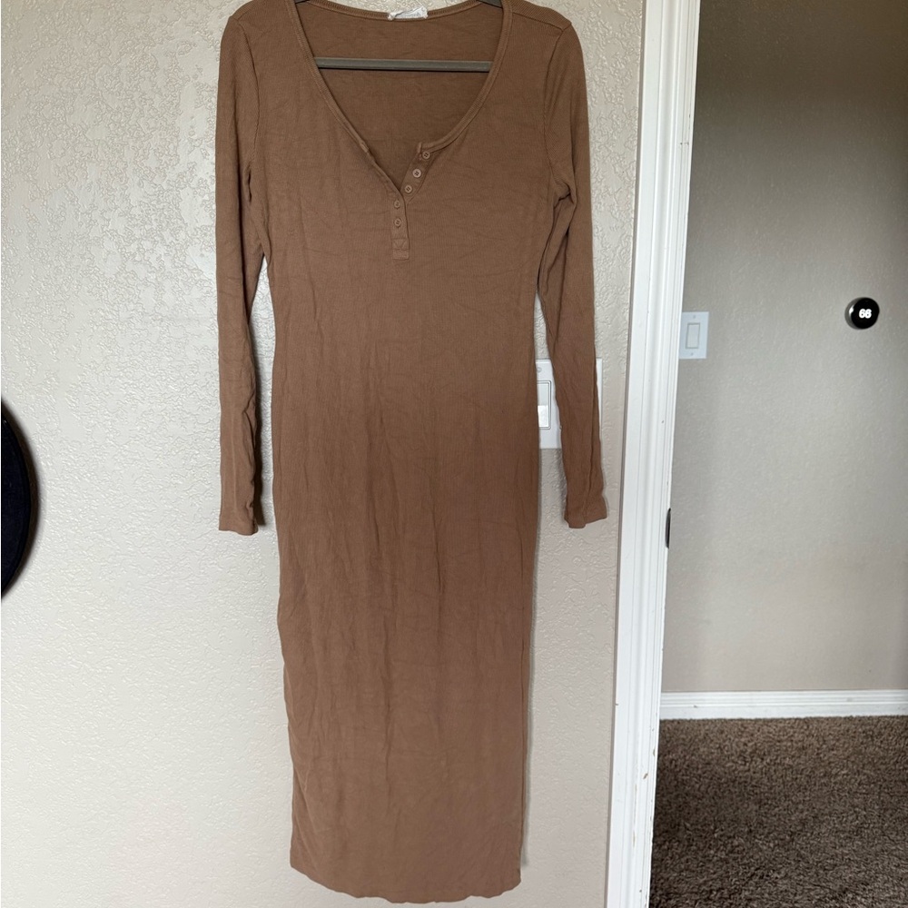 Mittoshop Tan Long Sleeve Dress